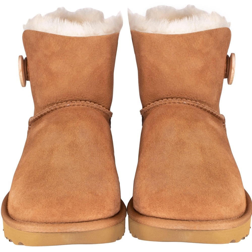 Women's Shoes UGG MINI BAILEY BUTTON II Suede & Sheepskin Boots CHESTNUT…